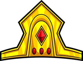 Cartoon Golden Crown With Red Diamonds vector