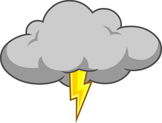 Cartoon Dark Cloud With Lightning