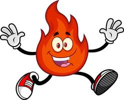 Happy Red Fire Cartoon Character Running vector