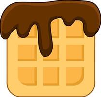 Cartoon Delicious Crunchy Waffle With Chocolate vector