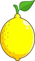 Cartoon Yellow Lemon Fresh Fruit With Green Leaf vector