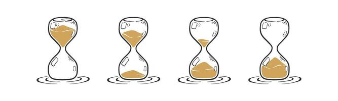 Hand drawn of the full countdown duration of hourglass for deadline timer illustration vector