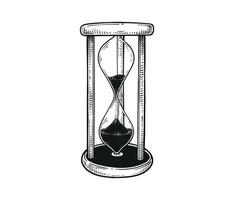 Countdown timer using hourglass hand drawn illustration sand glass drawing vector