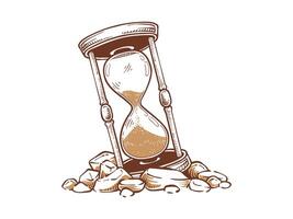 Drawing of Hourglass illustration on rocks sketch timer hand drawn vector