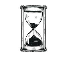 cuenta regresiva Temporizador utilizando reloj de arena Clásico mano dibujado bosquejo arena vaso para fecha límite hora dibujo vector