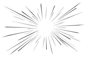 Speed lines manga effect. Comic motion element. Action of burst and radial explosion splash. Sketch of energy power and superhero force vector