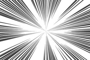 Speed lines effect. Manga and comics book illustration isolated on white background. Motion abstract striped radial explosion. Anime action superhero graphic frame vector