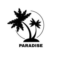 logo diseño modelo con palma árbol - resumen verano y vacaciones Insignia y emblema para fiesta alquileres, viaje servicios, tropical spa y belleza estudios vector