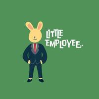 Cute bunny employee illustration for fabric, textile and print vector