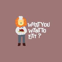 Cute lion chef illustration for fabric, textile and print vector