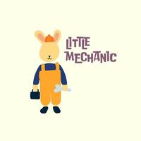 Cute bunny mechanic illustration for fabric, textile and print vector