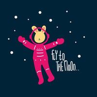 linda pequeño conejito astronauta ilustración para tela, textil y impresión vector