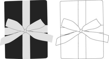 silueta y contorno regalo caja vector