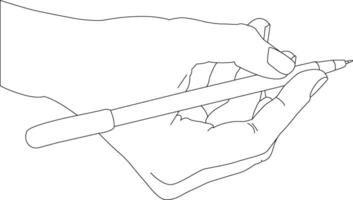 One line drawing hand holding pen vector