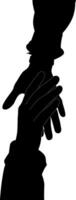 Silhouette couple hand holding vector