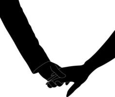 Silhouette couple hand holding vector