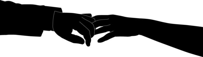 Silhouette couple hand holding vector