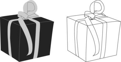 Shillouette and outline gift box vector