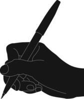 Silhouette hand holding pen vector