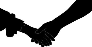 Silhouette couple hand holding vector