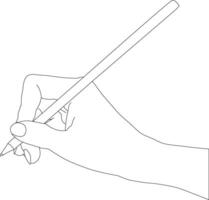 One line drawing hand holding pen vector