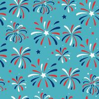 Seamless 4th of July celebration pattern with fireworks. graphics. vector