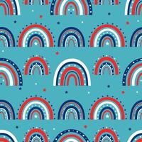 Seamless 4th of July celebration pattern with rainbows. graphics. vector