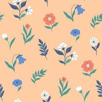 Seamless pattern with flowers on a beige background. graphics. vector