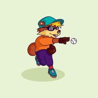 Cute otter playing baseball illustration for fabric, textile and print vector