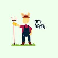 Cute little bunny farmer illustration for fabric, textile and print vector