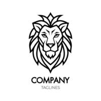 Simple Outline Lion Head Logo vector