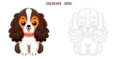 Coloring book of white and brown dog vector