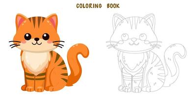 Coloring book of red cat vector