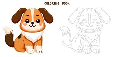 Coloring book of orange and brown dog vector