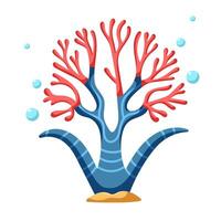 Blue sea plant with coral endings vector