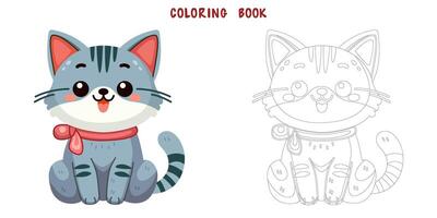 Coloring book of blue cat vector