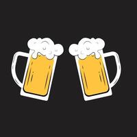 dos cerveza lentes en el negro antecedentes vector