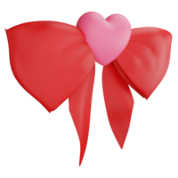 Heart ribbon clipart flat design icon isolated on transparent background, 3D render Valentine concept png