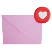 Love letter clipart flat design icon isolated on transparent background, 3D render Valentine concept png