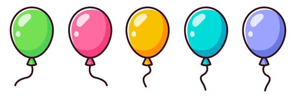 Set of cartoon multi-colored balloons. vector