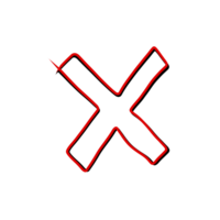 rood kruis icoon transparant hand- schrijven, X icoon element ontwerp het dossier png