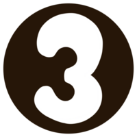 a black and white number three in a circle png