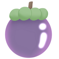a mangosteen with a green leaf on it png