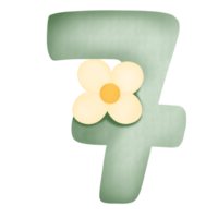 siffra 7 med blomma på transparent bakgrund png