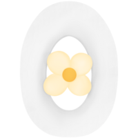 number 0 with flower on transparent background png