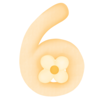 number six with a flower on it png