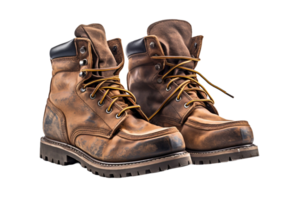 Rugged Work Boots on transparent background. png