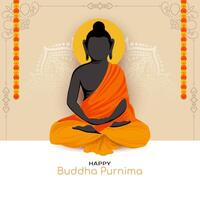 Beautiful Happy Buddha Purnima Indian festival celebration card vector