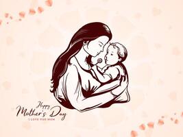 Happy Mother's day celebration joyful greeting card illustration vector