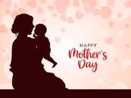 Happy Mother's day card with mother and child design vector